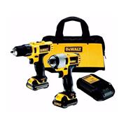 DeWALT DCK211C2 10.8V Cordless LI-ION Subcompact Drill Driver and Impact Driver Twin Pack