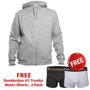 Dunderdon S18 Zipped Hoodie Sweatshirt - Grey Melange