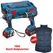 BOSCH 18 Volt Cordless Combi & Impact Drill Kit 2 x 4.0Ah