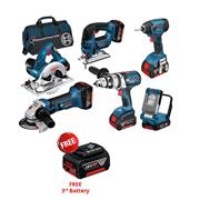 Bosch 0615990G8J 18 Volt 6 Piece Cordless Tool Kit, 3 x 4.0Ah Batteries