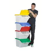 Top Store 052104/4 50 Litre Multi-Functional Containers Bins with Green Lids - 4 Pack