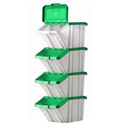 Top Store 052104/4 50 Litre Multi-Functional Containers Bins with Green Lids - 4 Pack